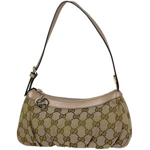 Gucci GG handbag accessory Clutch lovely heart canvas brown pink